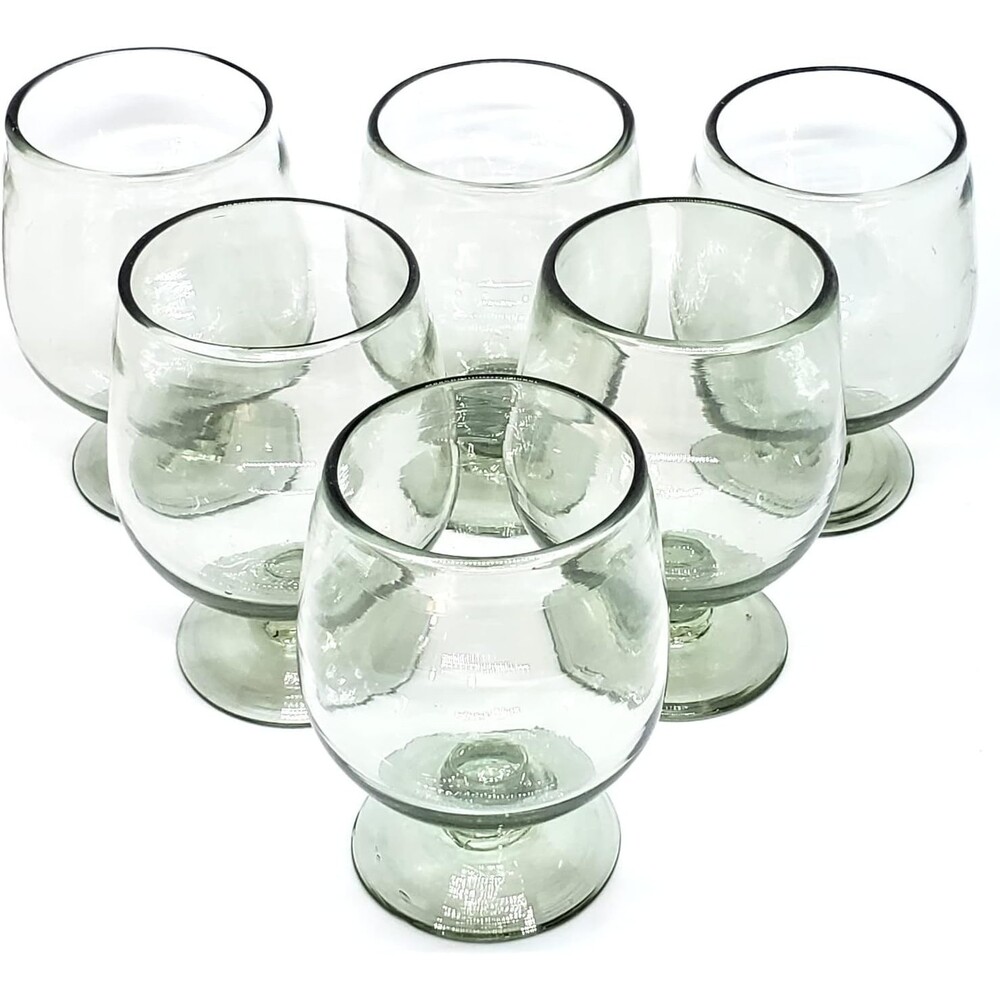 Mex Handcrafted Clear 11 oz Large Cognac Glasses (set of 6) Recycled Glass